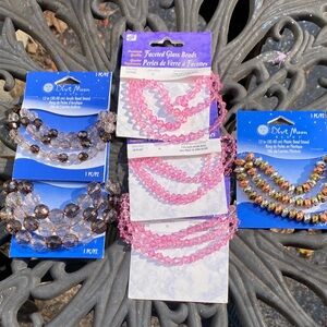 Pink and Gold Faceted beads Set